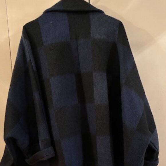 Marla Wynne-Designer. Navy Blue/Black block pattern 3/4 length Wool Jacket 1X - Picture 2 of 7